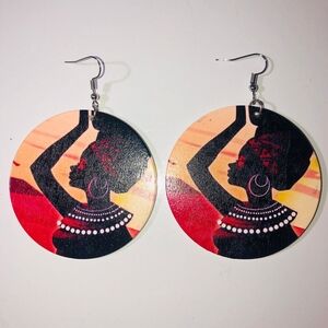 Wooden print earrings